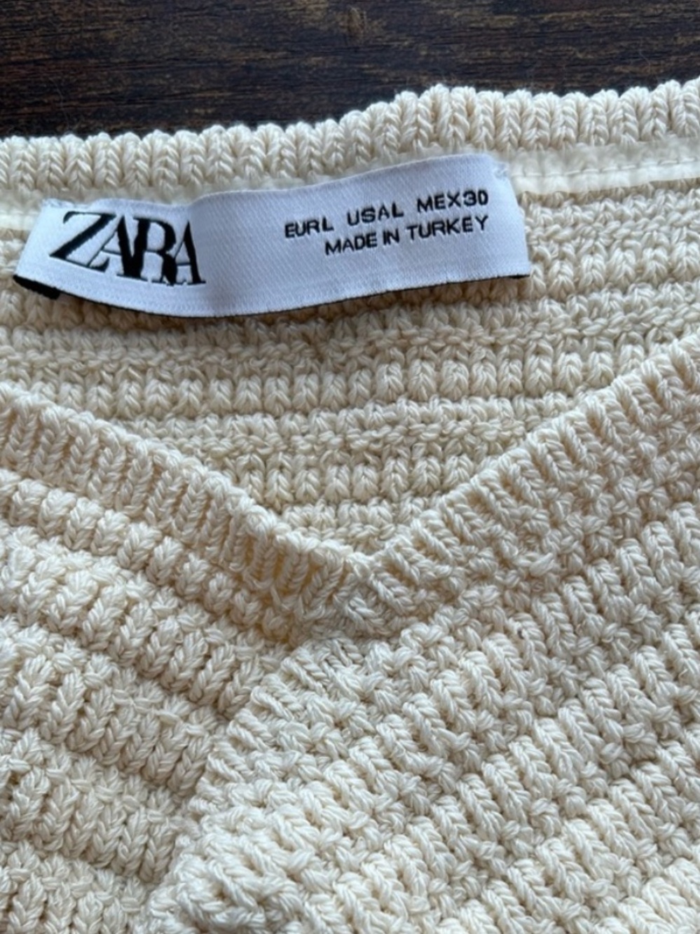 Zara Strapless Eyelet Peplum Top Ivory Crochet Twist Front Bandeau Large - Picture 3 of 9